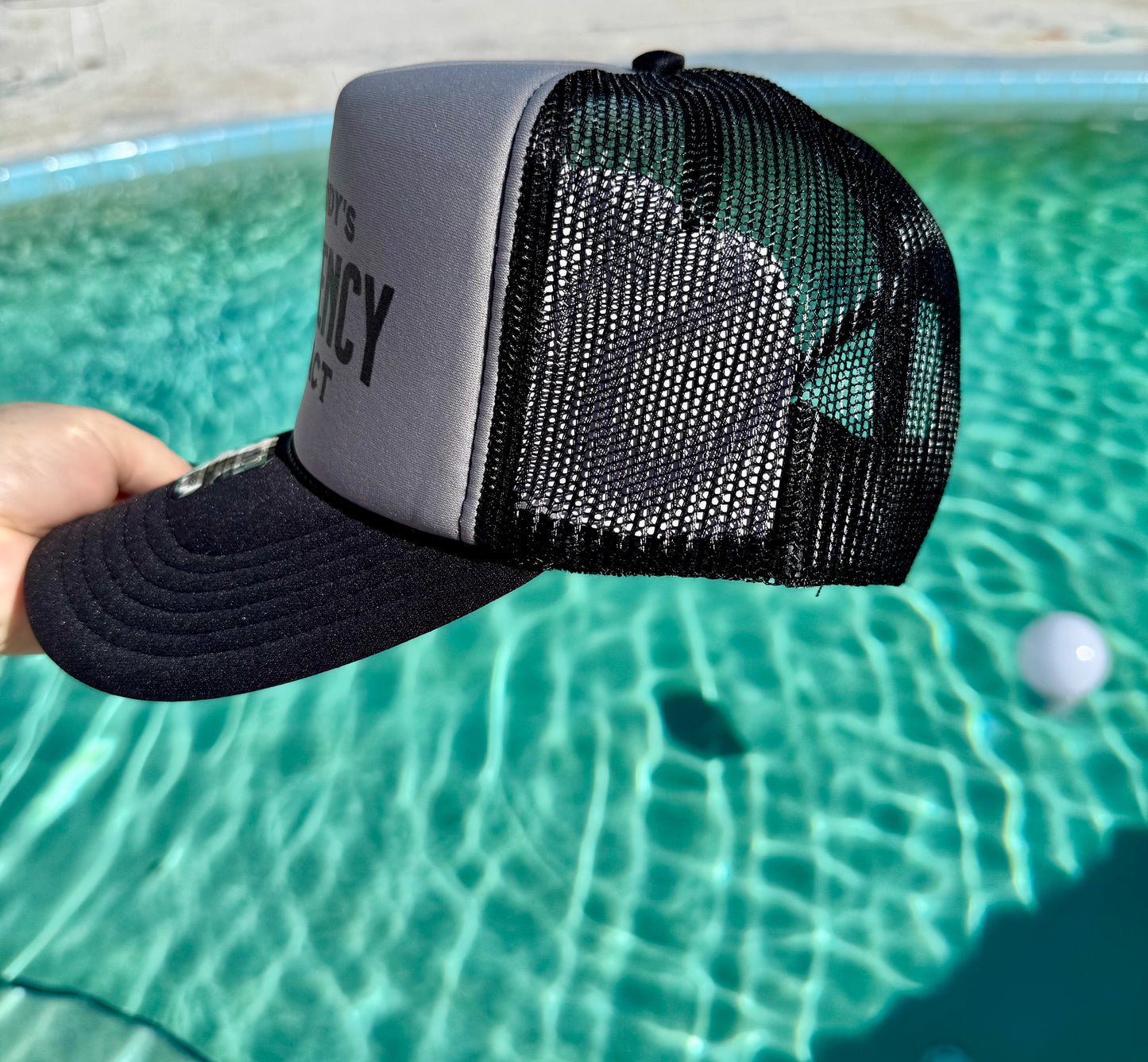 Somebodys Emergency Contact | Trucker Hat | Black Gray 5-panel | Unisex Hat