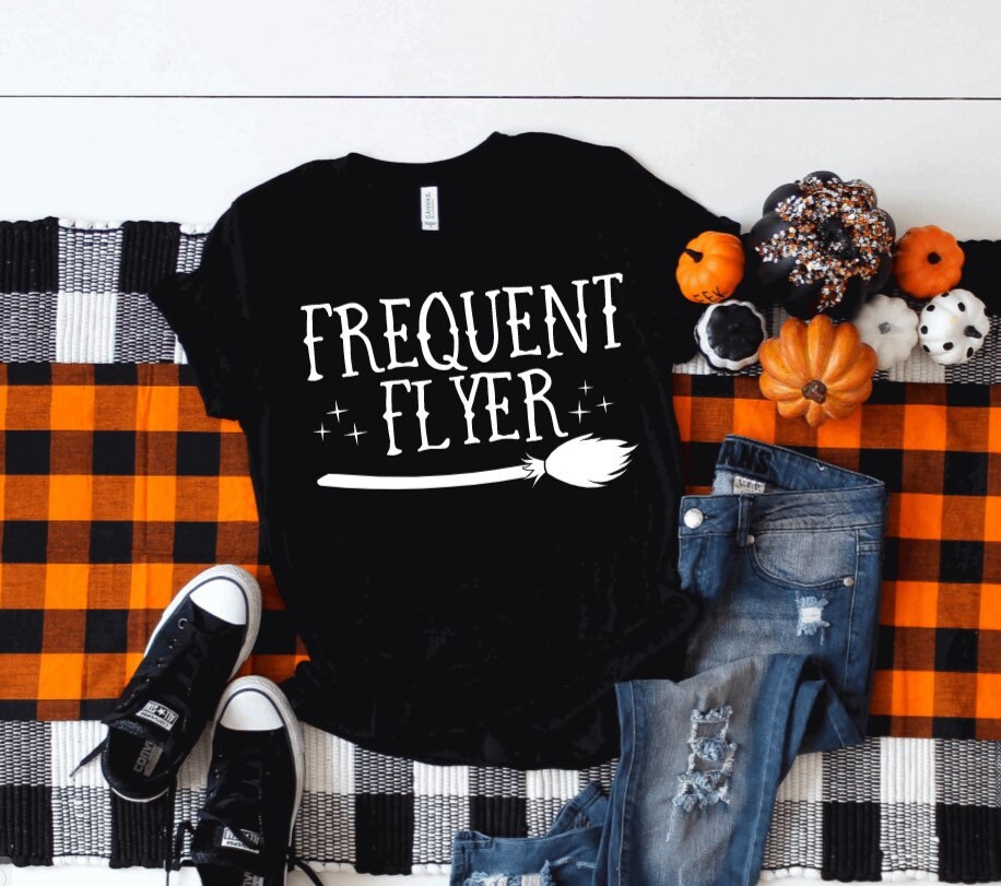Frequent Flyer, witch, Halloween shirt, ladies t-shirt