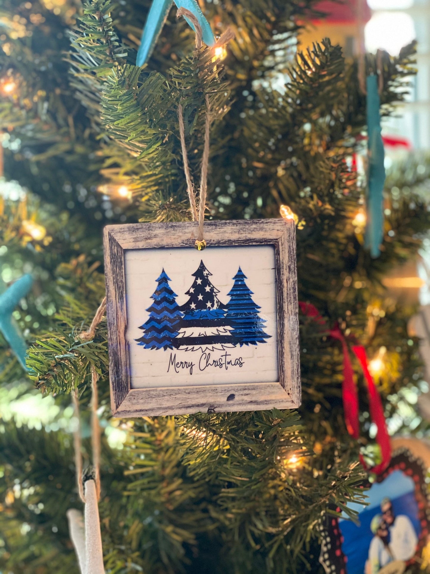Police Thin Blue Line, Christmas ornament, farmhouse Christmas tree decor