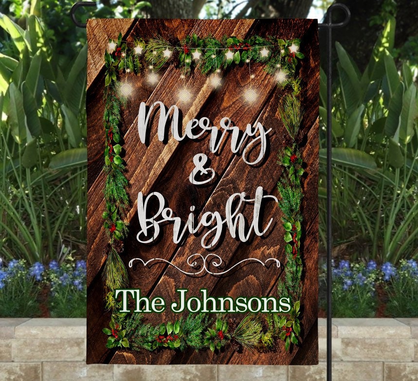 Merry & Bright | Custom Yard Flag | Garden Flag | Christmas Decor