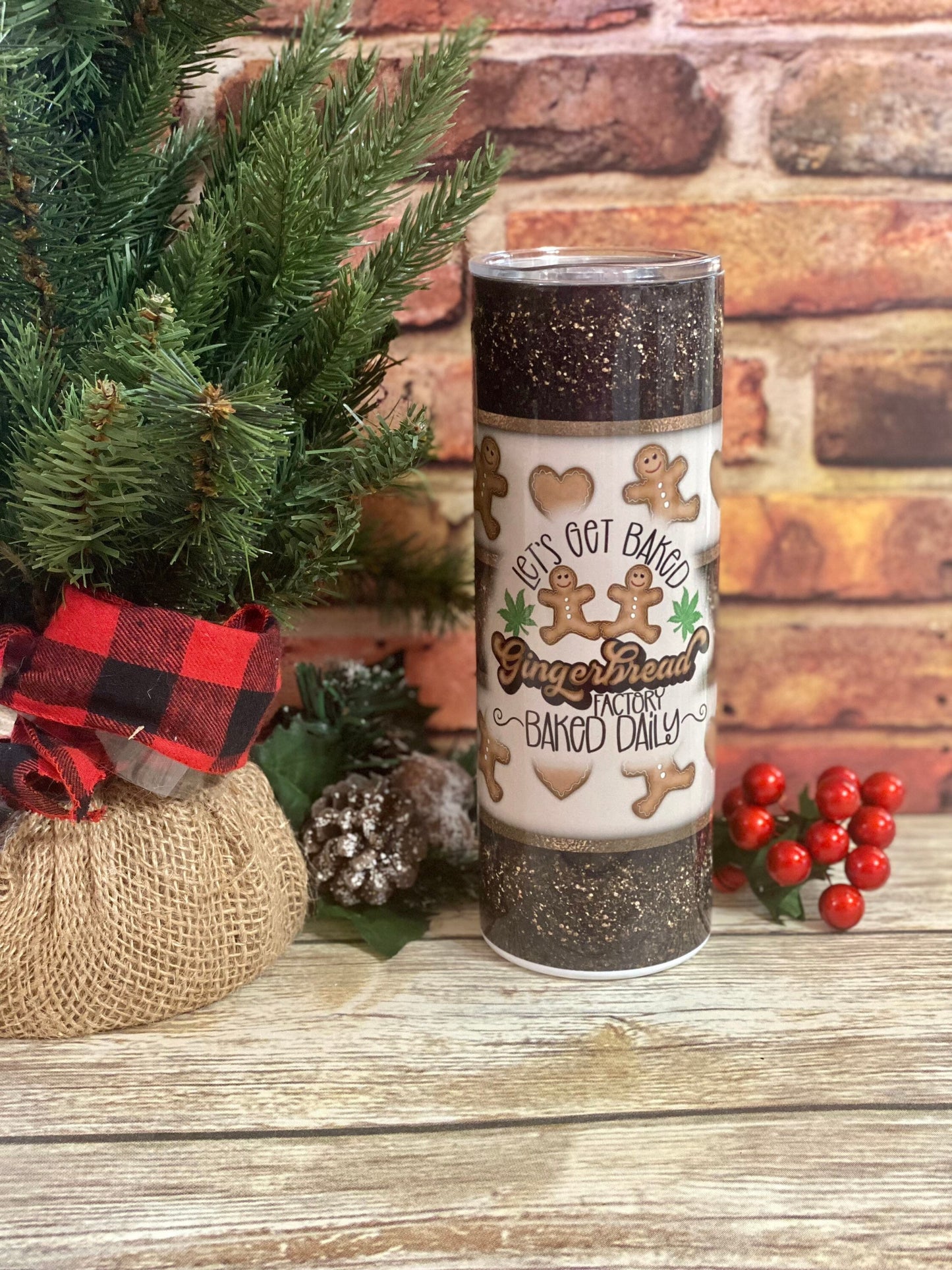Let's Get Gingerbaked | Faux Glitter | Christmas Tumbler | 20oz skinny tumbler | 420 Tumbler