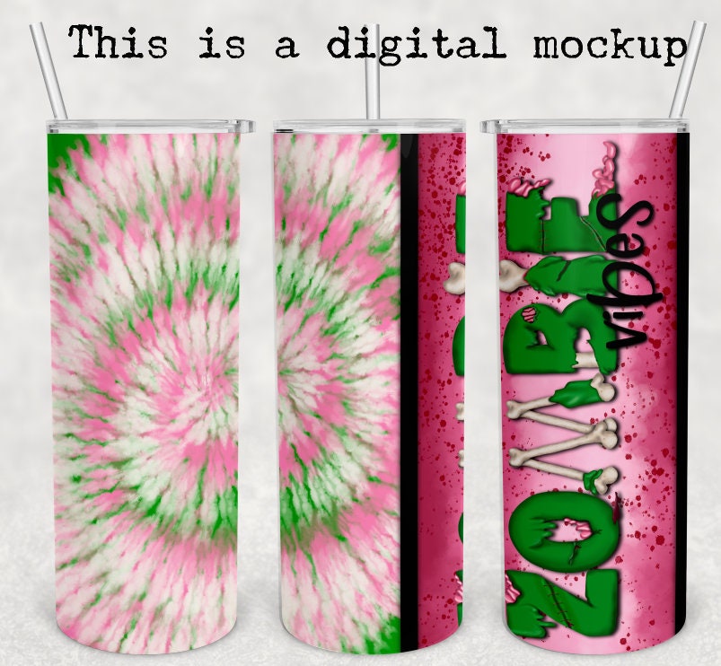 Zombie Vibes | 20oz skinny tumbler | Tie Dye | Drinking Cup | Halloween Tumbler