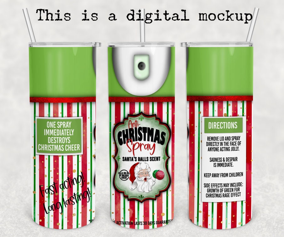Anti-Christmas Spray | Santa's Balls Scent | Christmas Tumbler | 20oz skinny tumbler