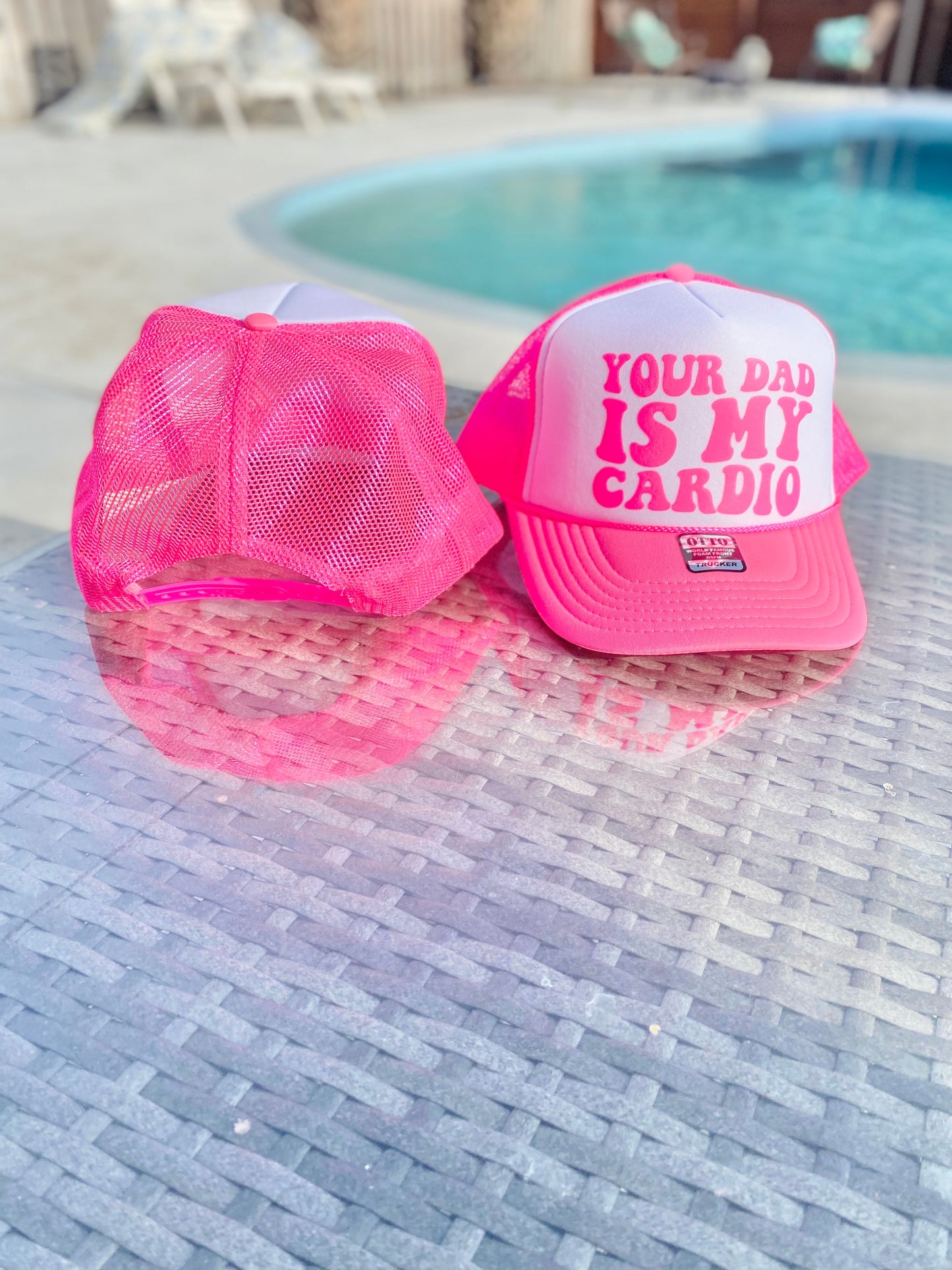 Your Dad Is My Cardio | Trucker Hat | Neon Pink | Unisex Hat