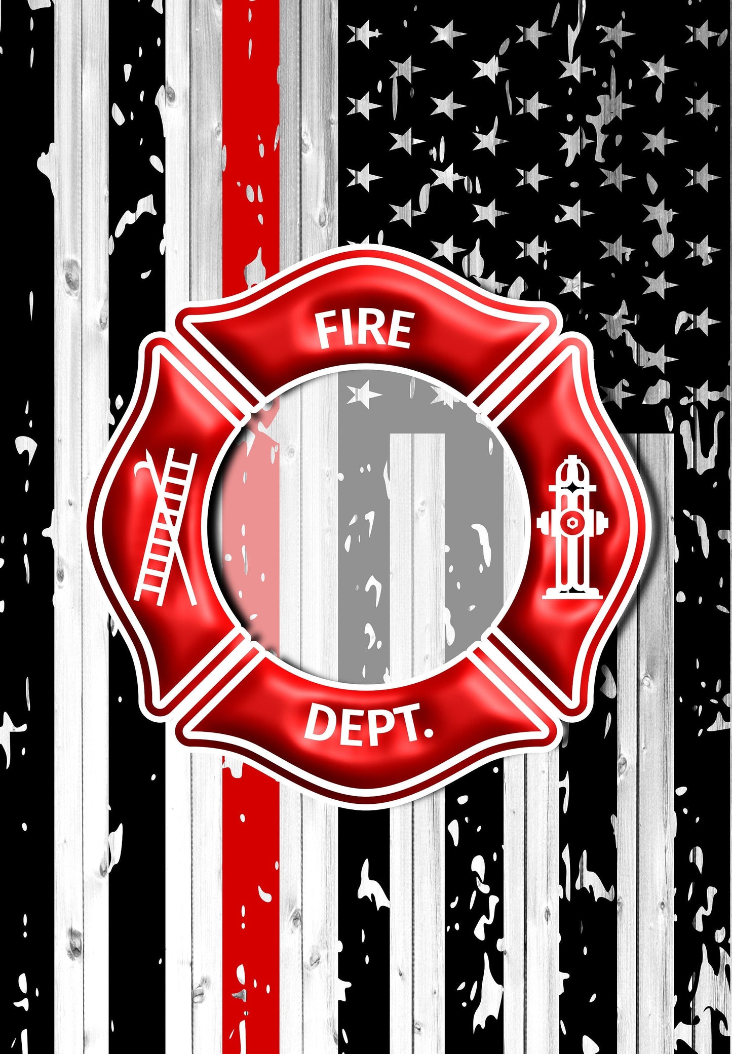 Firefighter Yard Flag | Maltese Cross | Family Last Name | Garden Flag