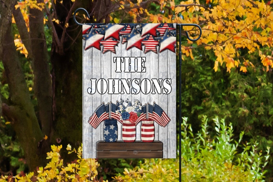Patriotic Garden Flag | 4th of July Yard Flag | Custom Family Name Flag
