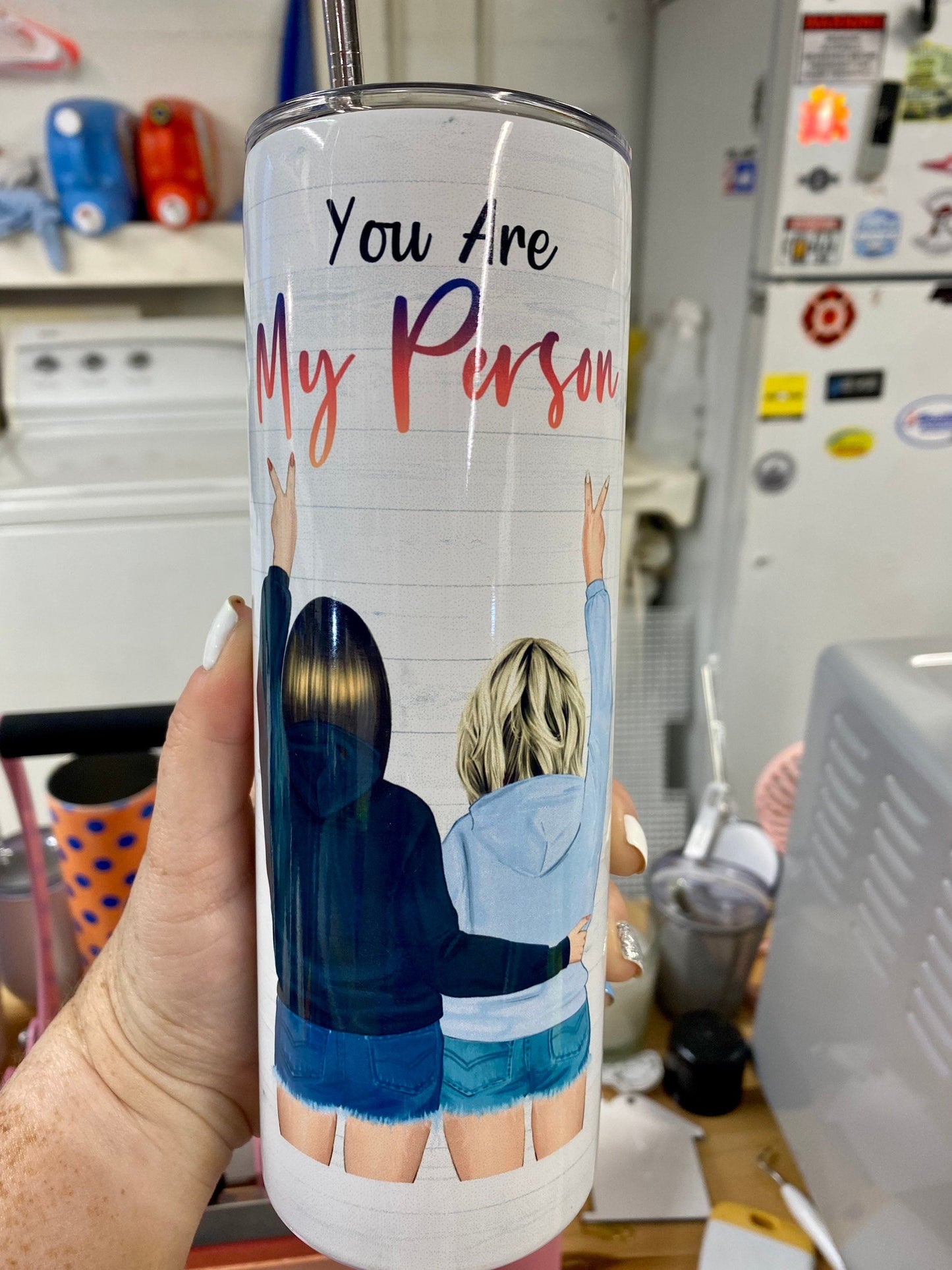 You Are My Person | Blonde & Brunette | Best Friends Tumbler | 20oz skinny tumbler | Drinking tumbler