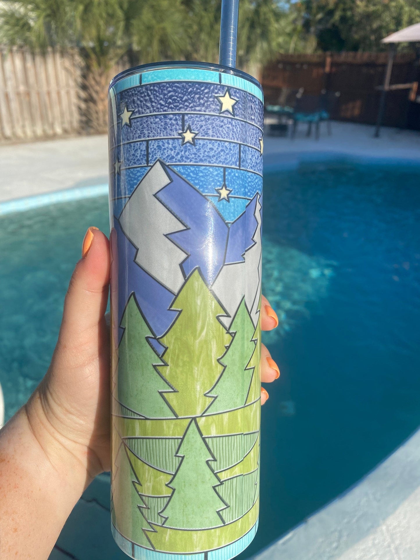 Upper Class Trailer Trash | 20oz skinny tumbler | Camping Tumbler | Faux Stained Glass