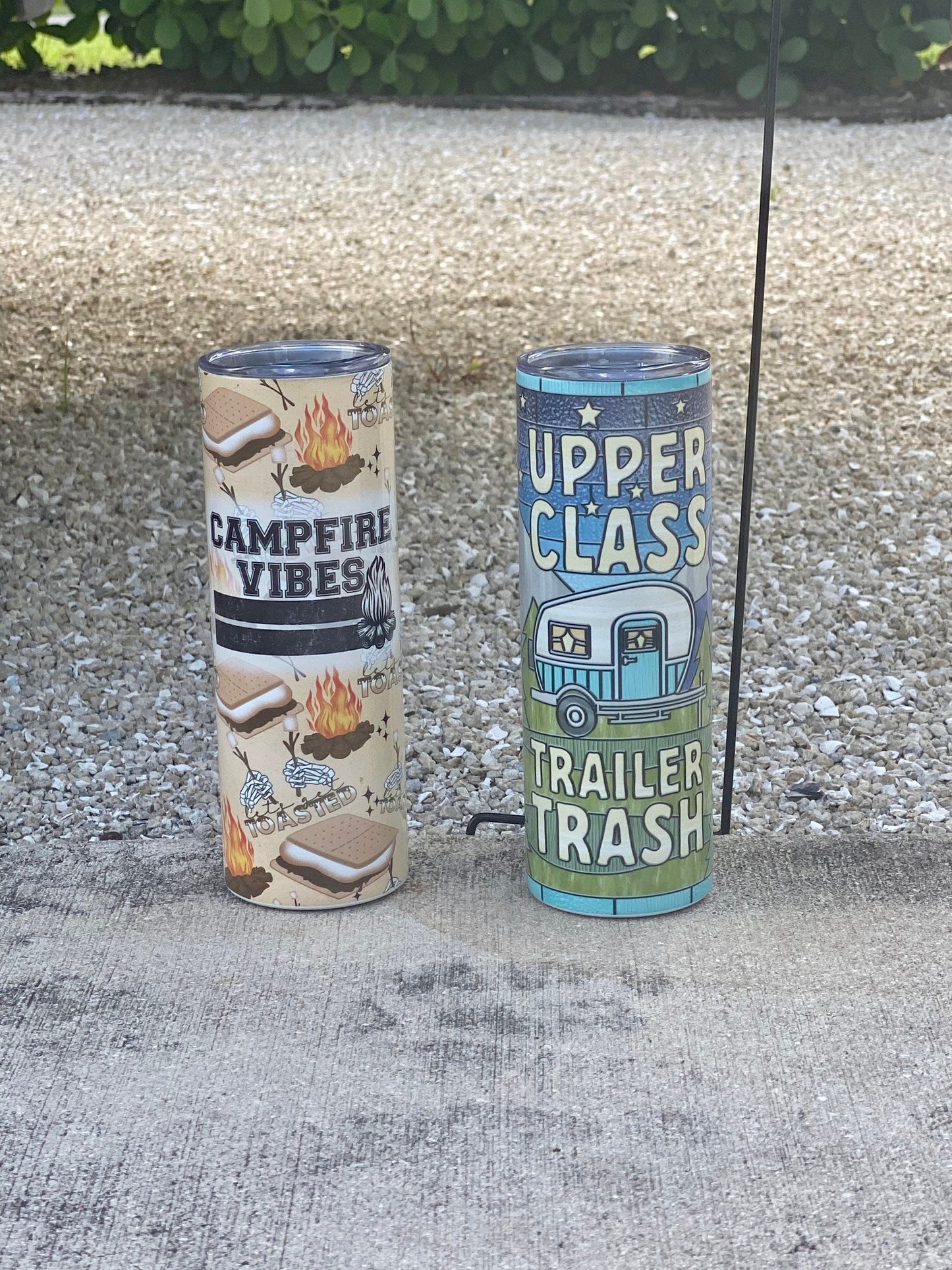 Upper Class Trailer Trash | 20oz skinny tumbler | Camping Tumbler | Faux Stained Glass