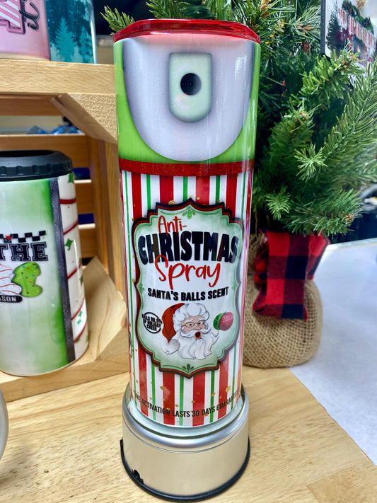 Anti-Christmas Spray | Santa's Balls Scent | Christmas Tumbler | 20oz skinny tumbler