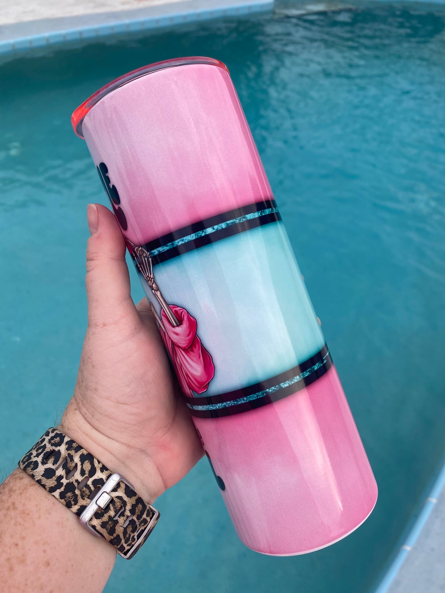 Find Me By The Pool Tumbler | 20oz skinny tumbler | Skeleton tumbler | Adult Humor