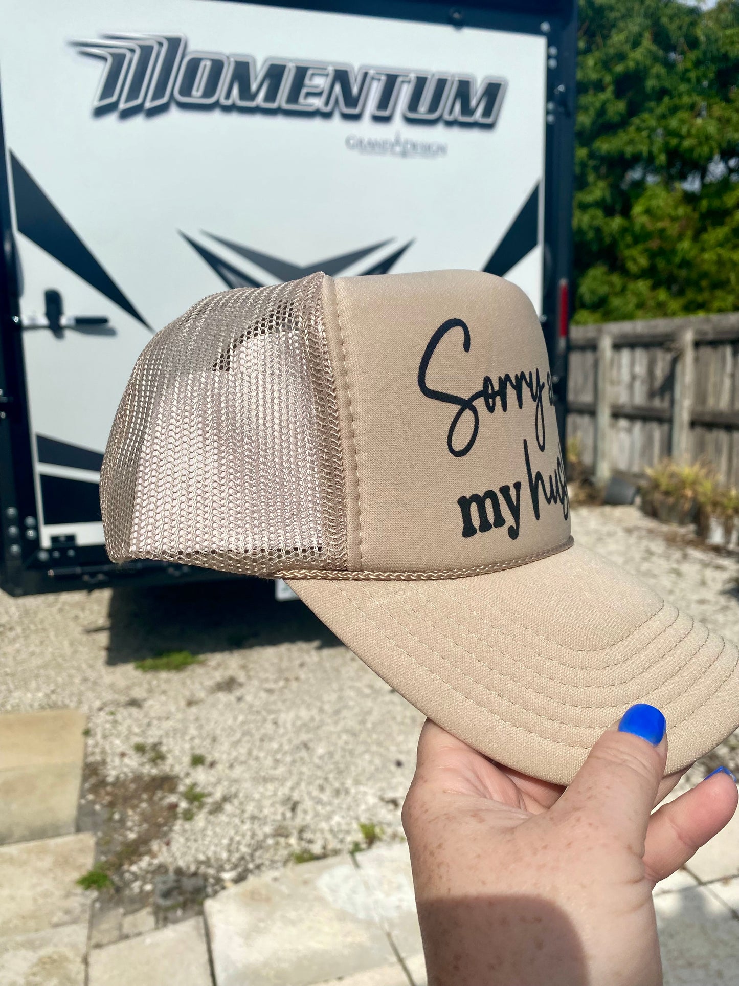 Sorry About My Husband | Trucker Hat | Khaki Hat | Funny Baseball Hat