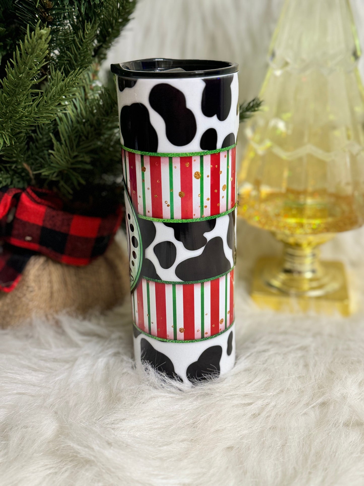 Moo-dy Before Christmas Cow Print | Christmas Tumbler | 20oz skinny tumbler Highland Cow