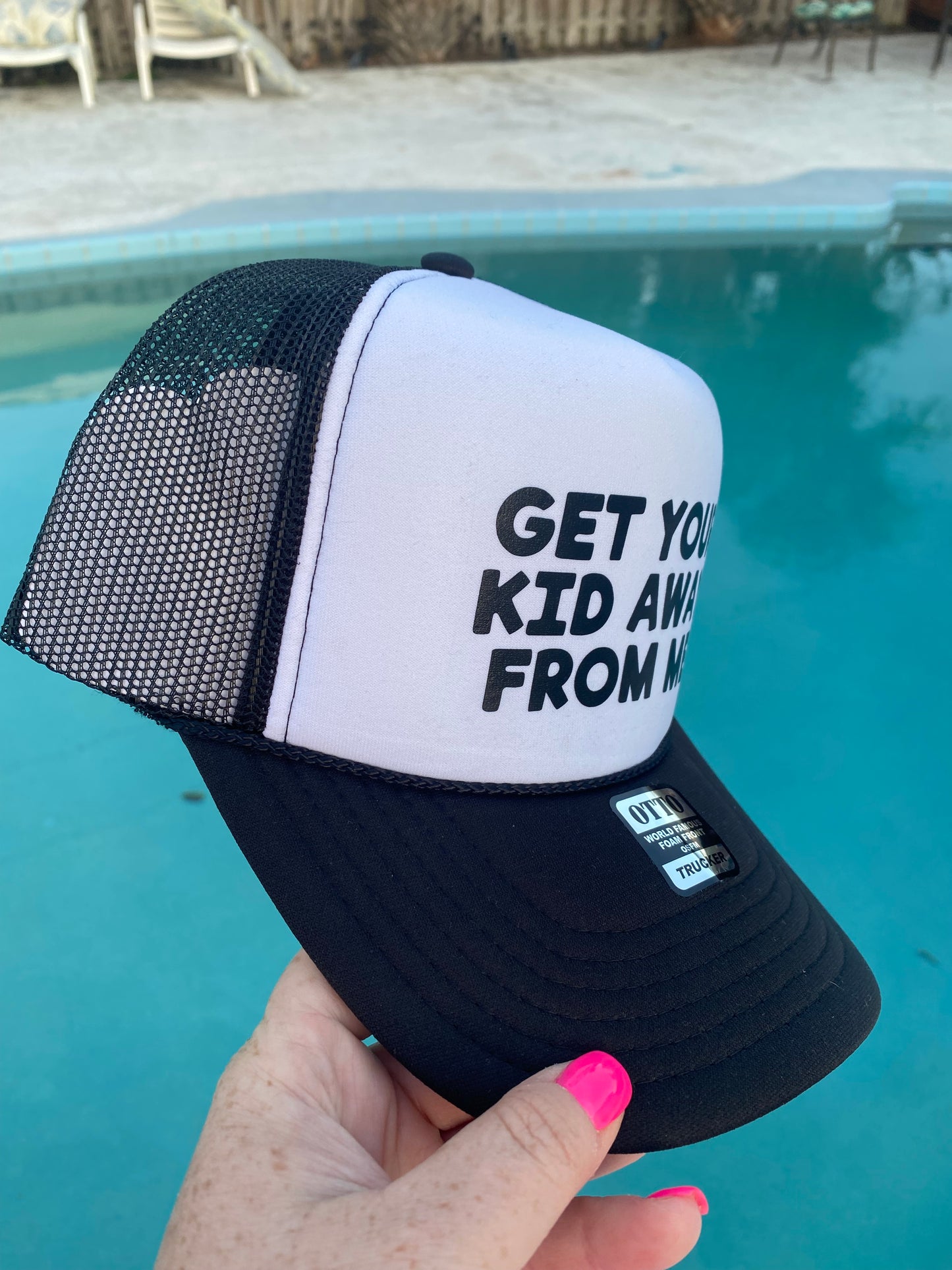 Get Your Kid Away From Me | Trucker Hat | Black and White | Unisex Hat