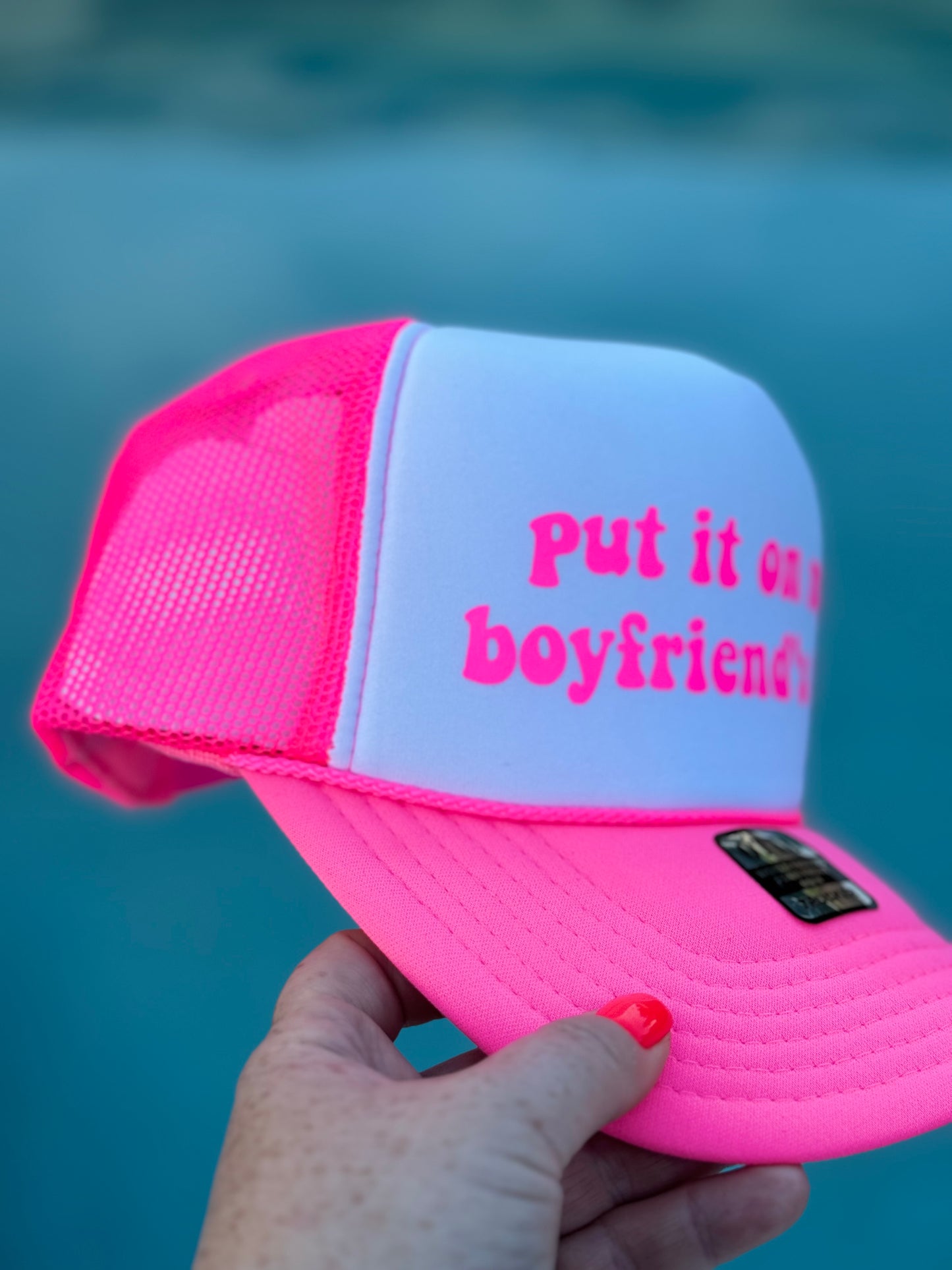 Put It On My Boyfriend’s Tab | Trucker Hat | Neon Pink | Unisex Hat