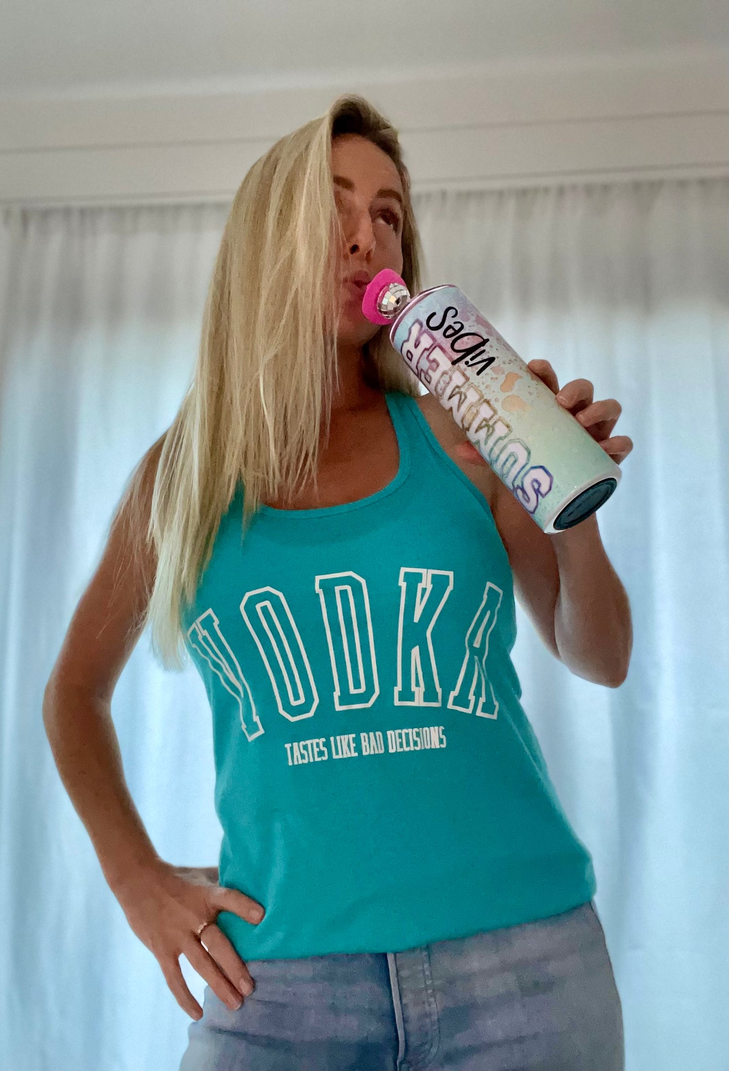 Vodka Tastes Like Bad Decisions| Ladies Racerback Tank Top | Drinking Shirt