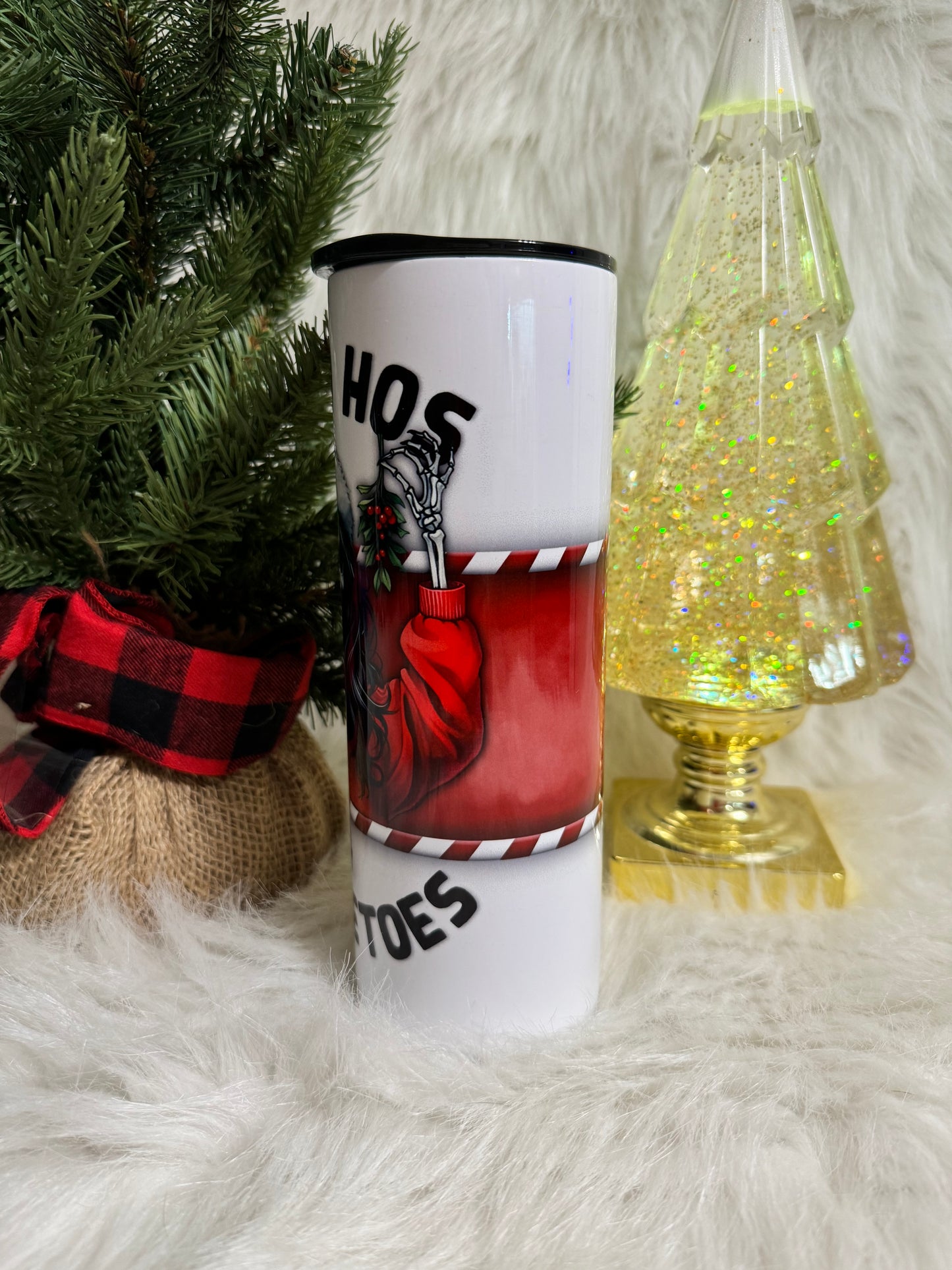 Ho Ho Ho's & Mistletoes Christmas Skeleton | Christmas Tumbler | 20oz skinny tumbler