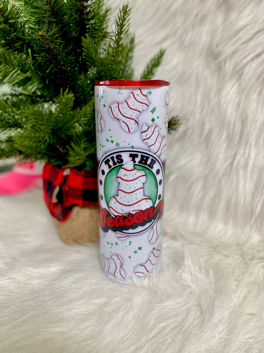 Tis The Season Naughty Tumbler | Christmas Cakes | Naughty Christmas Tumbler | 20oz skinny tumbler