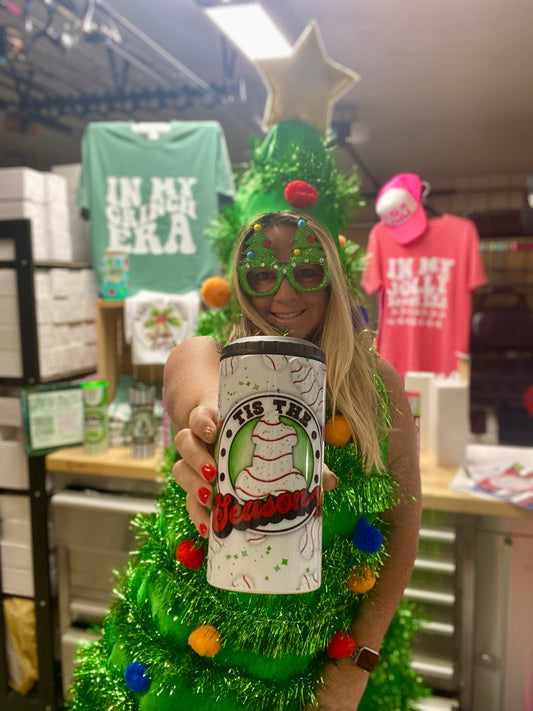 Tis The Season Naughty Christmas Cake | Christmas Tumbler | 4-in-1 Can Cooler