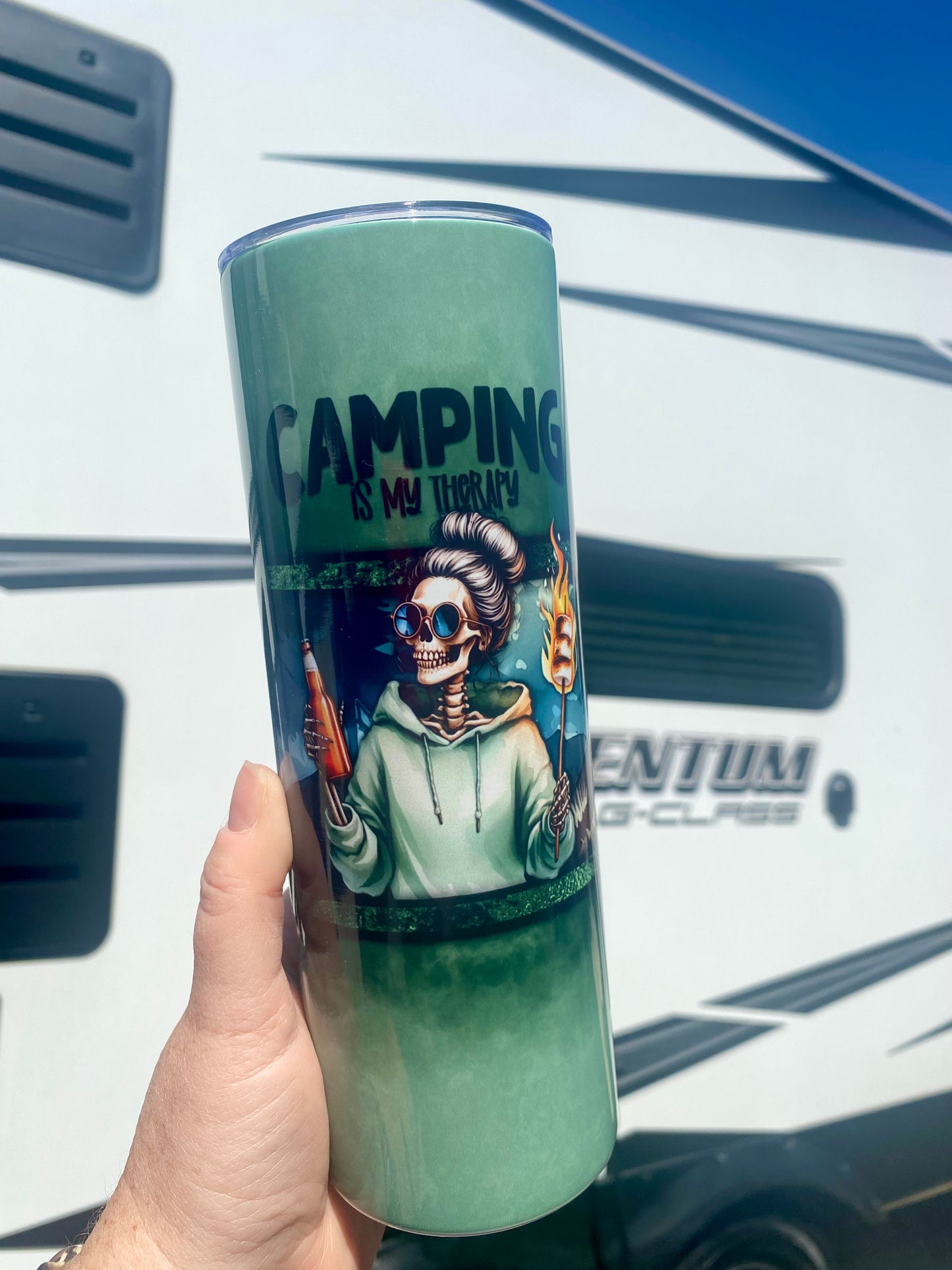 Camping Is My Therapy Tumbler | 20oz skinny tumbler | camping tumbler | Adult Humor