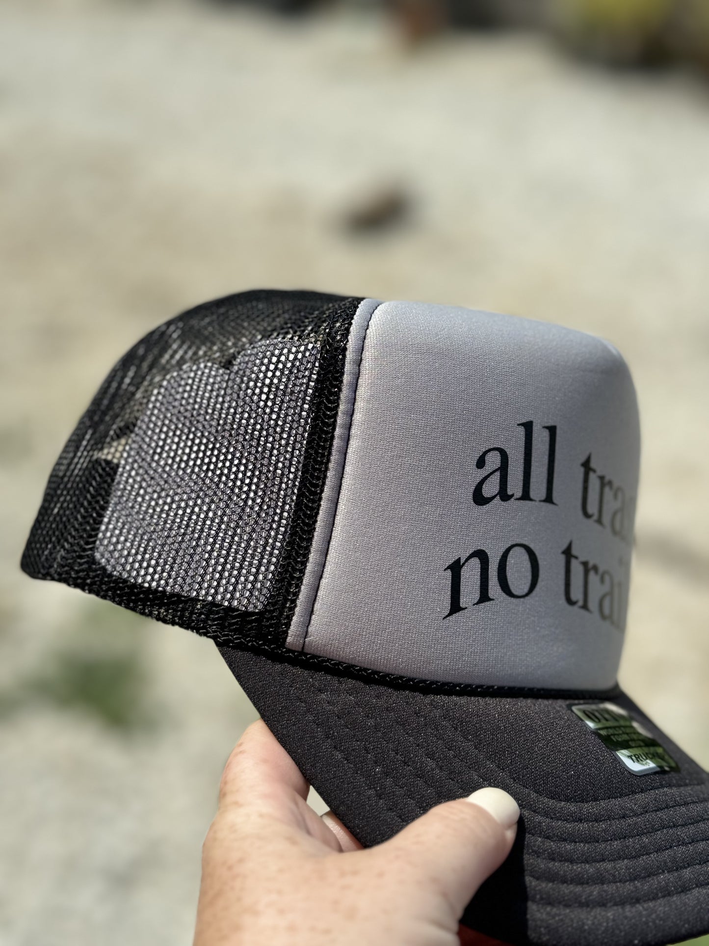 All Trash No Trailer | Trucker Hat | Black & Gray | Ladies Hat | Mens Hat