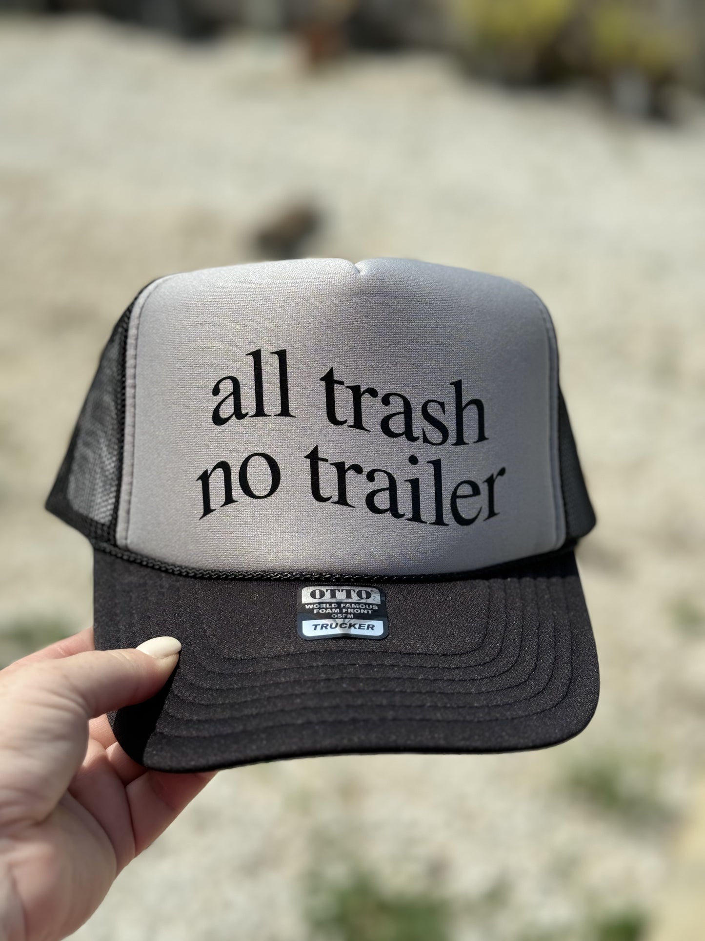 All Trash No Trailer | Trucker Hat | Black & Gray | Ladies Hat | Mens Hat