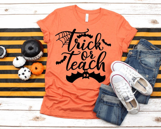 Trick or Teach, Halloween shirt,  ladies t-shirt