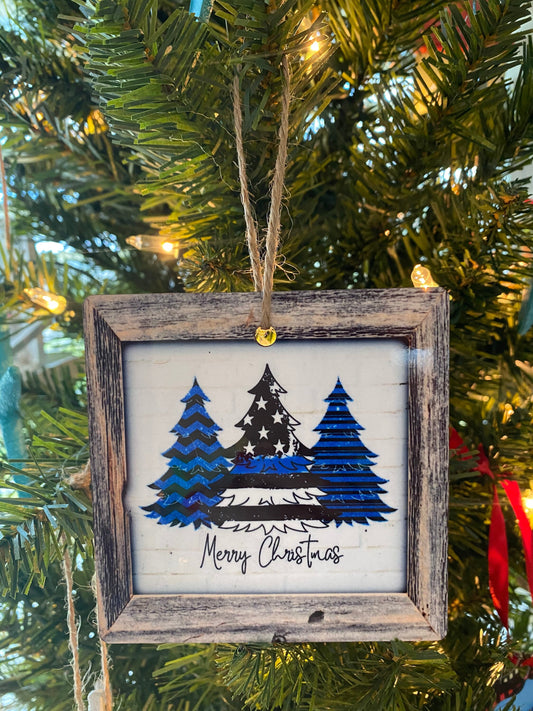 Police Thin Blue Line, Christmas ornament, farmhouse Christmas tree decor