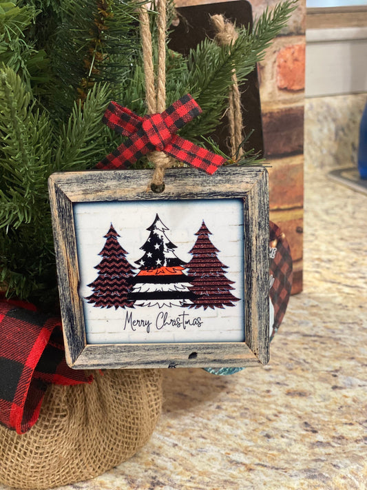 Firefighter Thin Red Line | Christmas Ornament | Farmhouse Christmas Tree Decor