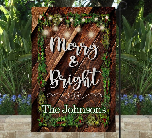 Merry & Bright | Custom Yard Flag | Garden Flag | Christmas Decor