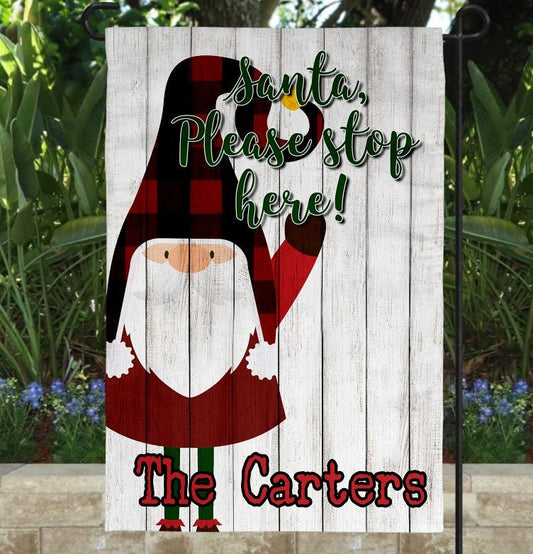 Santa, Please Stop Here | Custom Yard Flag | Garden Flag | Christmas Decor