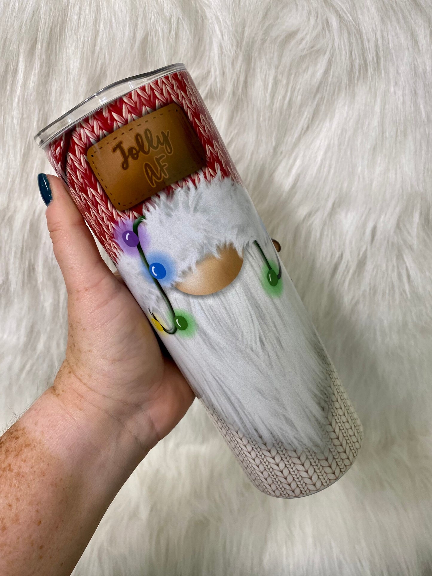 Jolly AF | Christmas Gnome | Christmas Tumbler | 20oz skinny tumbler