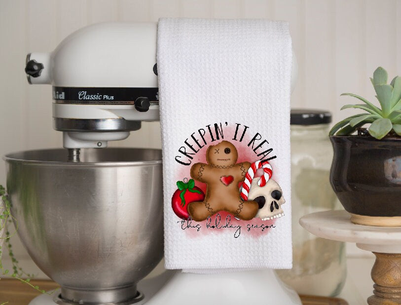 Creepin' It Real | Gingerbread | Kitchen Towel | Christmas Towel | Neighbor Gift| Dish Towel