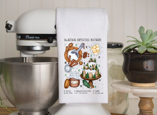 Baking Spirits Bright | Kitchen Towel | Christmas Towel | Neighbor Gift| Dish Towel