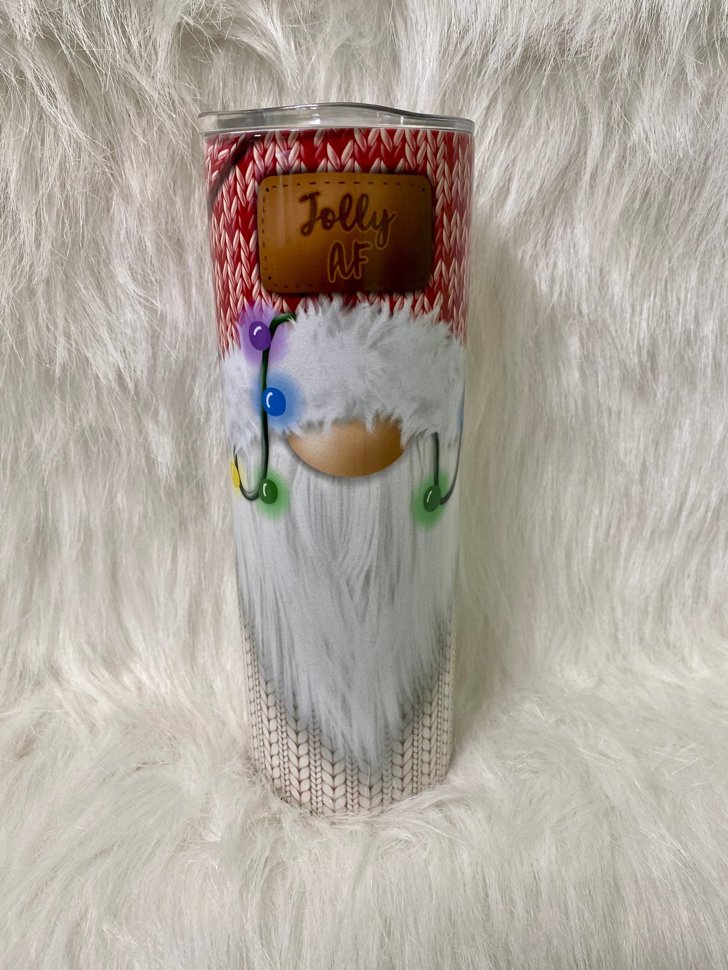 Jolly AF | Christmas Gnome | Christmas Tumbler | 20oz skinny tumbler