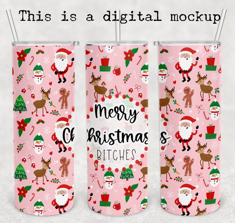 Merry Christmas Bitches | Christmas Tumbler | 20oz skinny tumbler