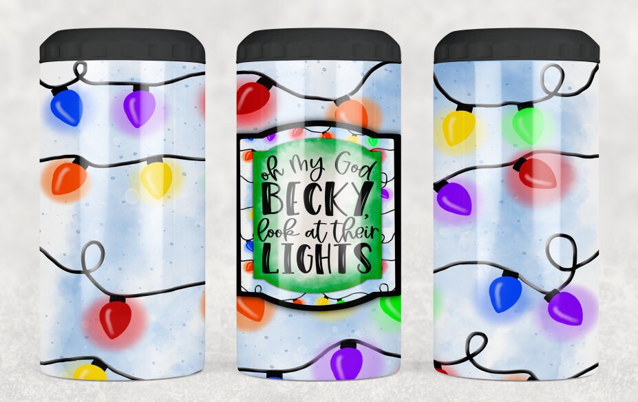 Oh My God Becky Look At Their Lights | Christmas Tumbler | 4-in-1 Can Cooler