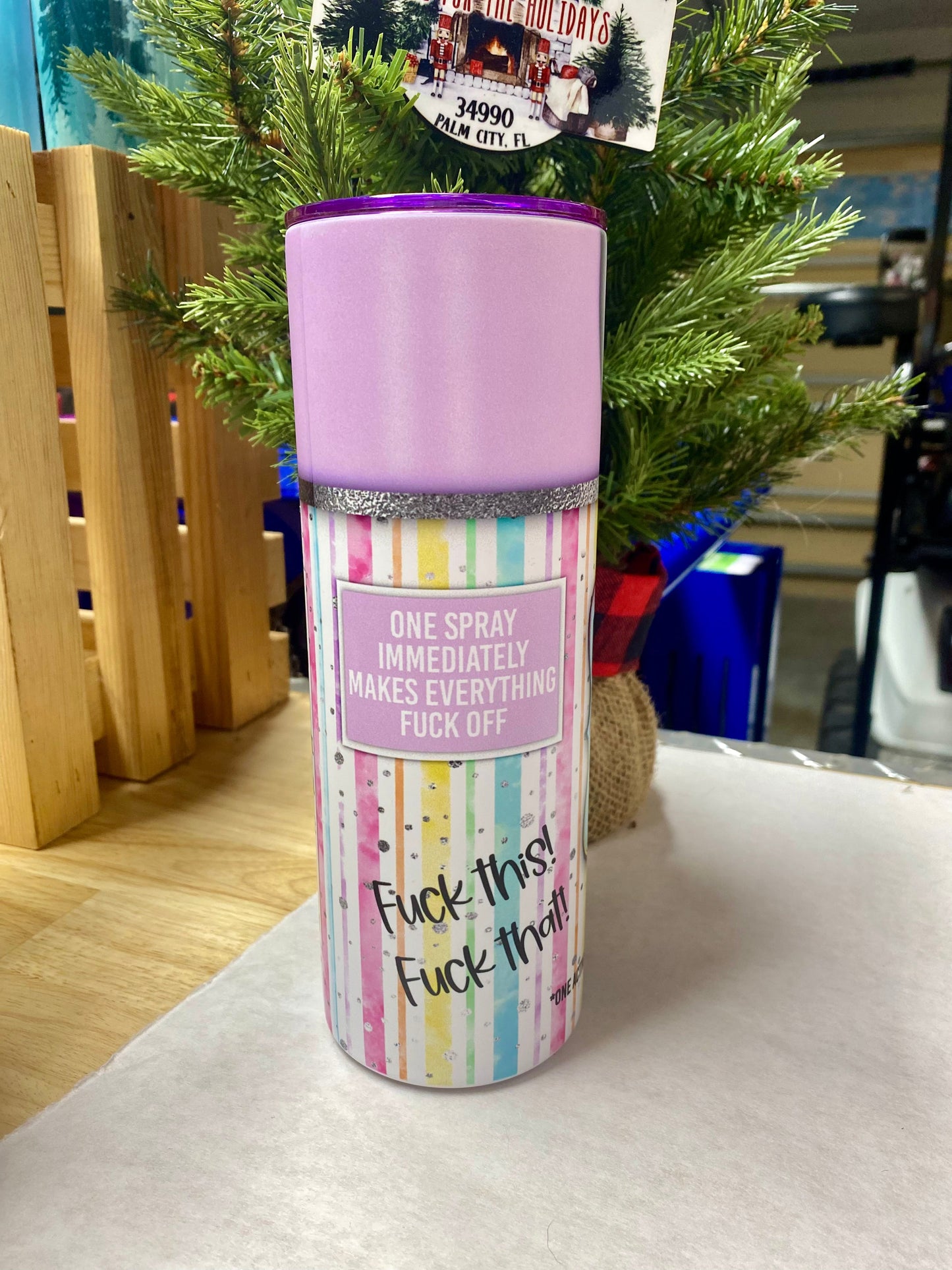 Fuck It All Spray Can Tumbler | 20oz skinny tumbler | Rainbow | Adult Humor