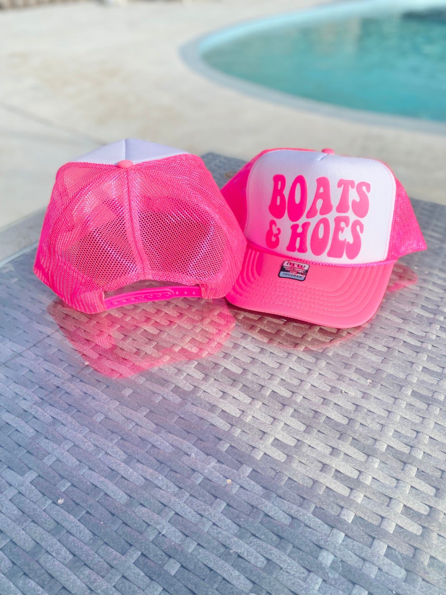 Boats & Hoes | Trucker Hat | Neon Pink | Unisex Hat