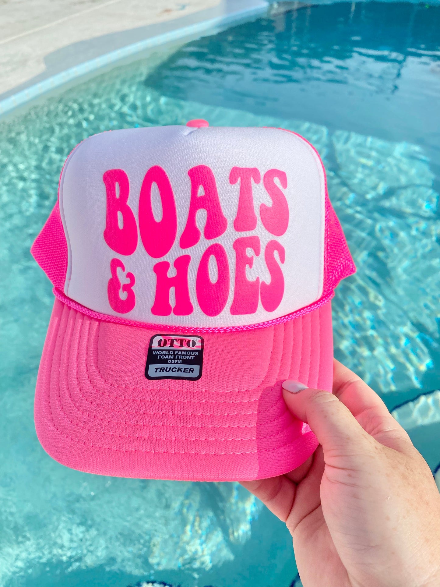 Boats & Hoes | Trucker Hat | Neon Pink | Unisex Hat