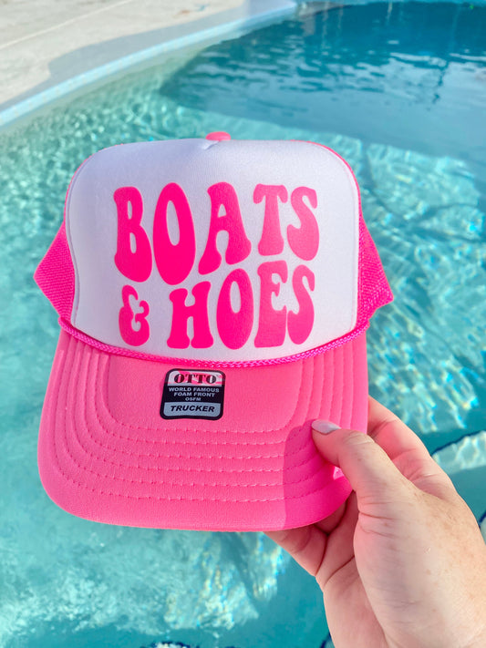 Boats & Hoes | Trucker Hat | Neon Pink | Unisex Hat