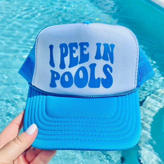 I Pee In Pools | Trucker Hat | Neon Blue | Unisex Hat