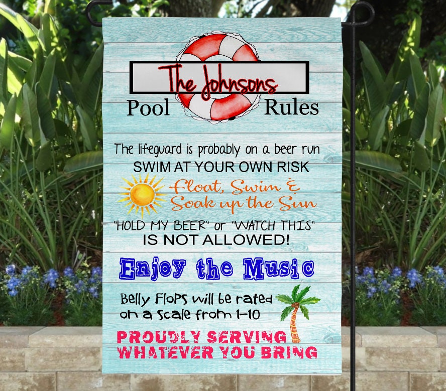 Pool Rules | Custom Yard Flag | Garden Flag | Summer/Spring