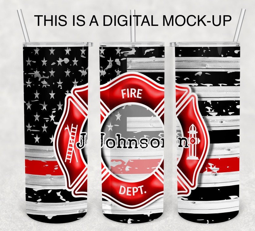 Firefighter | 20oz skinny tumbler | Thin red line | First responder