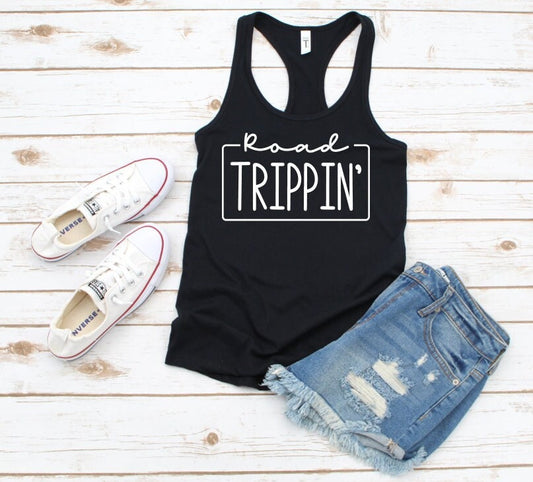 Road Trippin' | Ladies Racerback Tank Top | Vacation Shirt