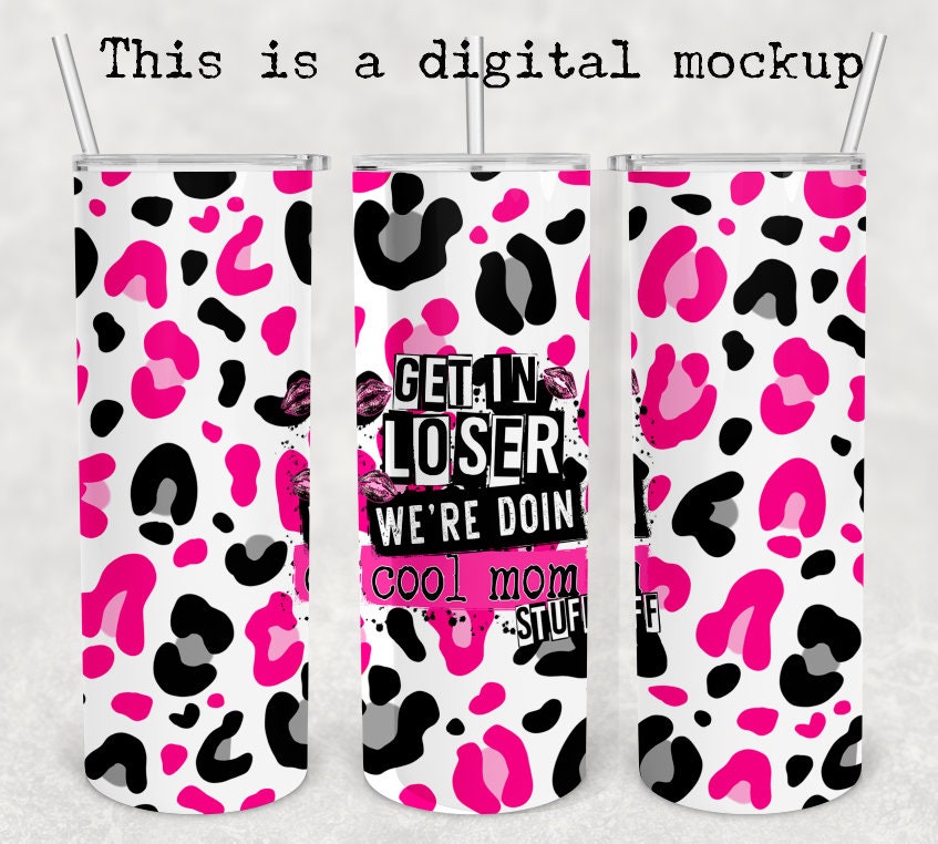 Cool Mom Stuff | Pink & Black Leopard | 20oz skinny tumbler | Drinking tumbler