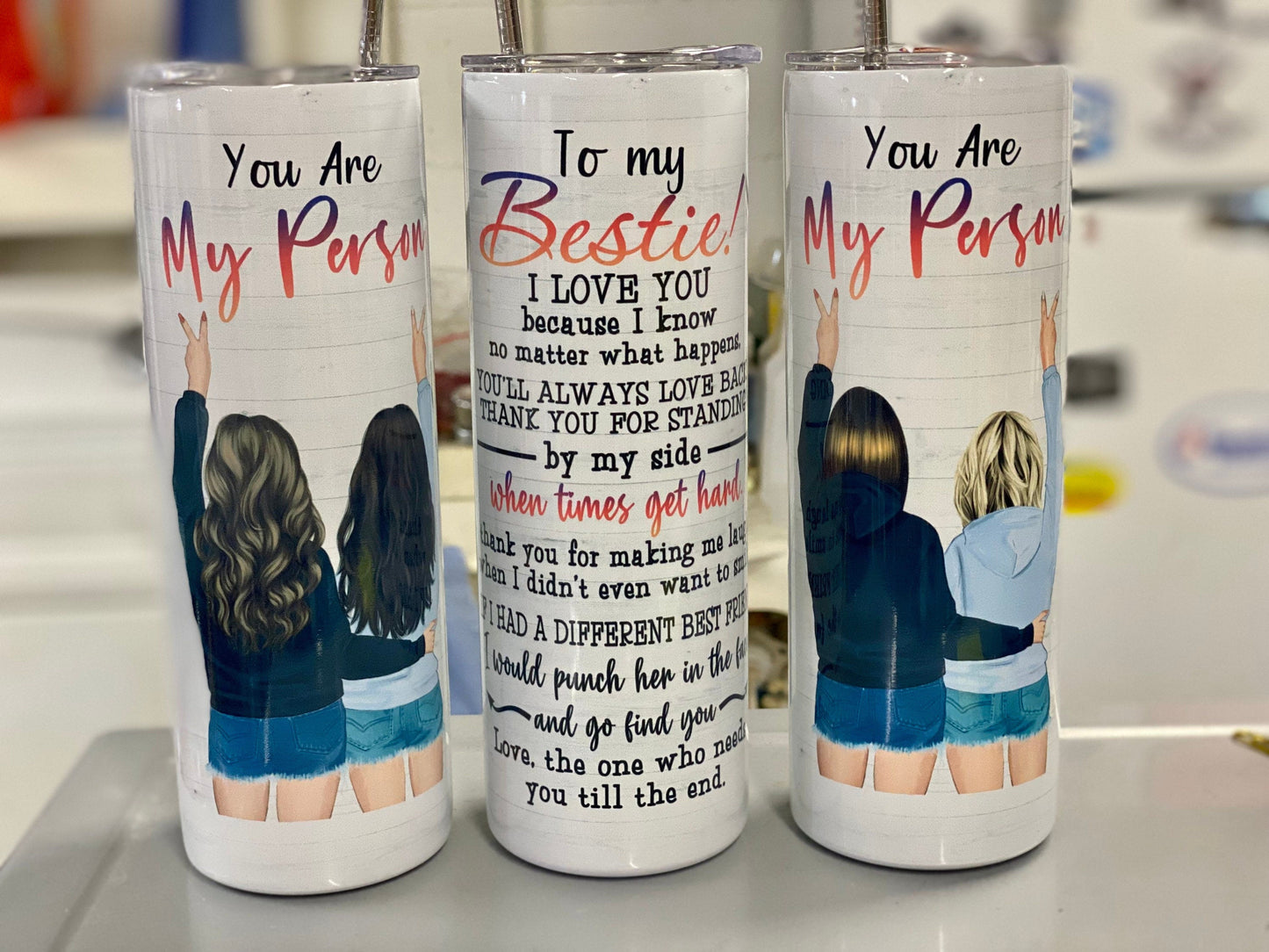 You Are My Person | Blonde & Brunette | Best Friends Tumbler | 20oz skinny tumbler | Drinking tumbler