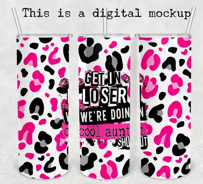 Cool Aunt Shit | Pink & Black Leopard | 20oz skinny tumbler | Drinking tumbler