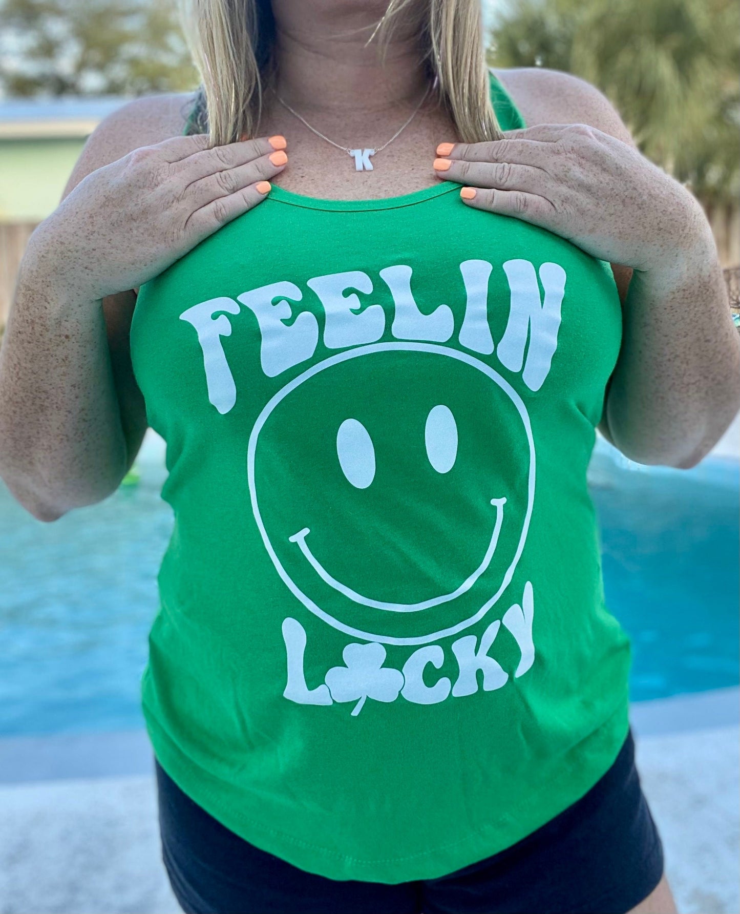 Feelin' Lucky | St Patrick's Day ladies tank top | Smiley Face | St Patty's Day