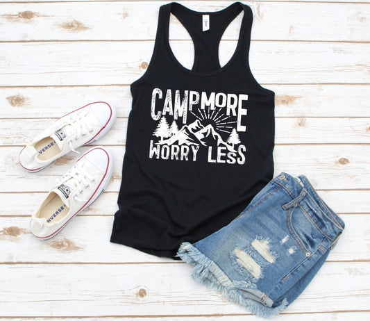 Camp More, Worry Less | Ladies Racerback Tank Top